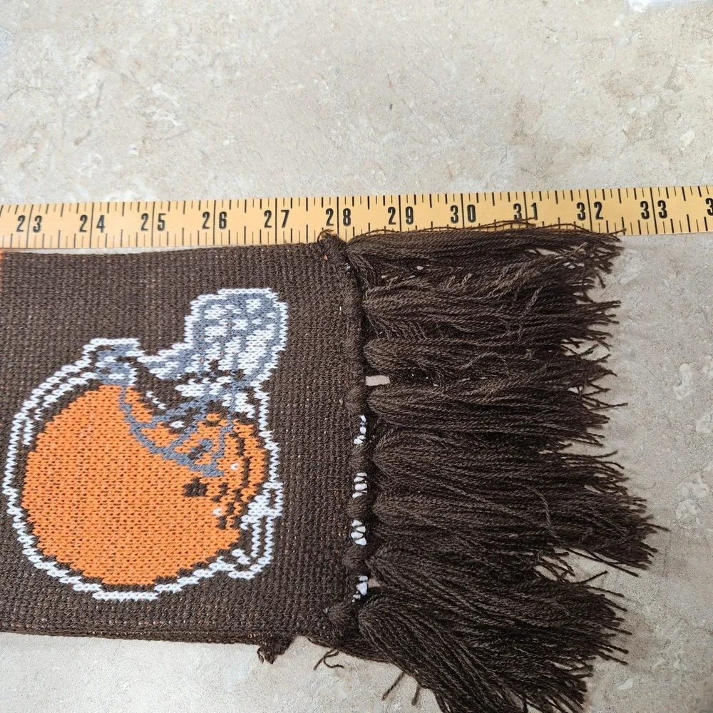 Cleveland Browns Scarf Mens Brown Orange NFL Football Knit Fringe Winter Warm‎